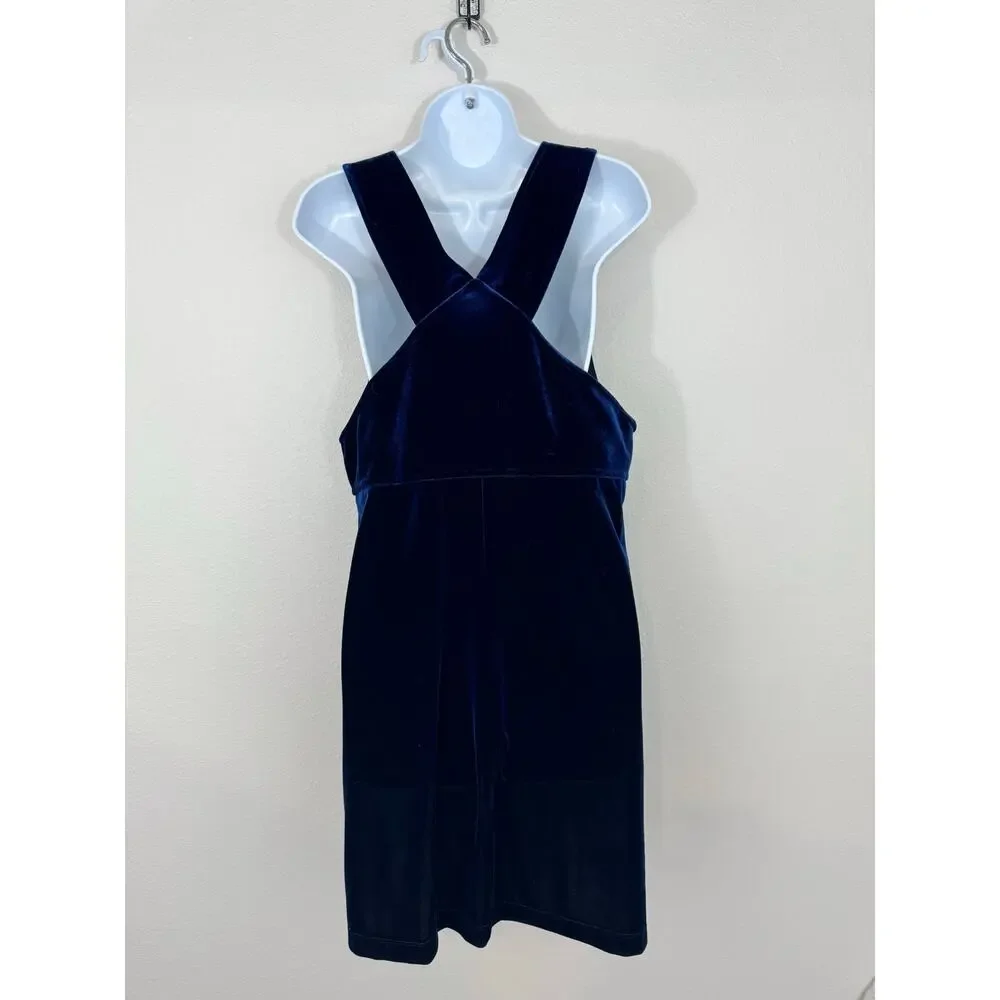 Studio Ease Petite Navy Velvet Jumper Dress Size 10P - Picture 4 of 6